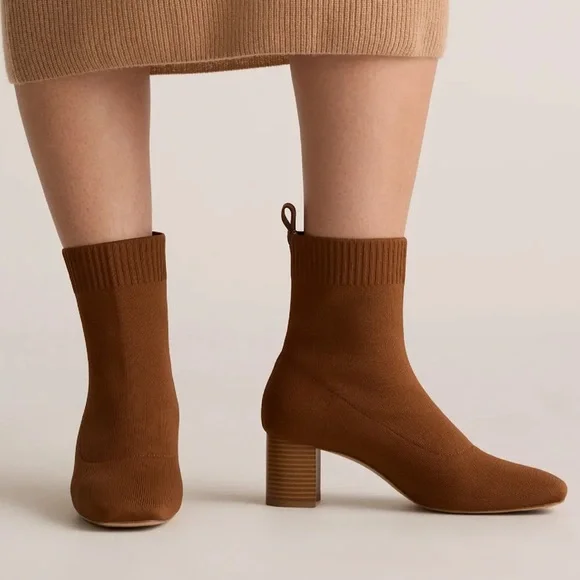 NWT Quince Eco Knit Heeled Booties - Picture 2 of 8